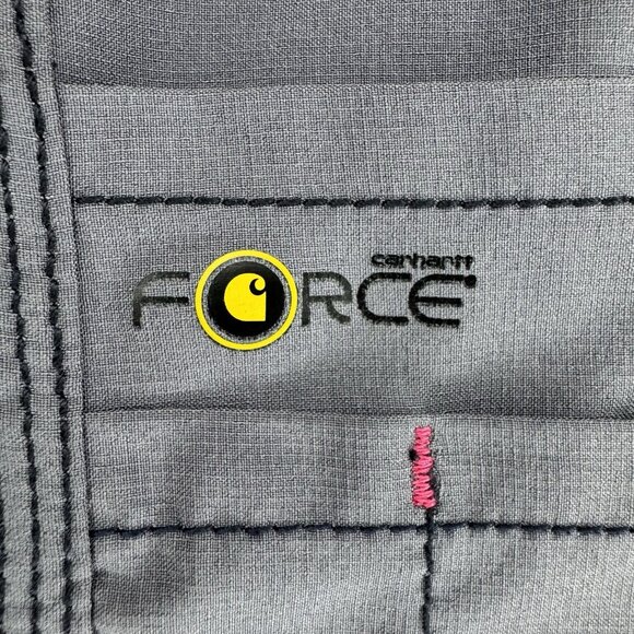 Carhartt Force Scrub Shirt Top Women's Large Multi Pocket V-Neck Gray With Pink - Picture 3 of 8